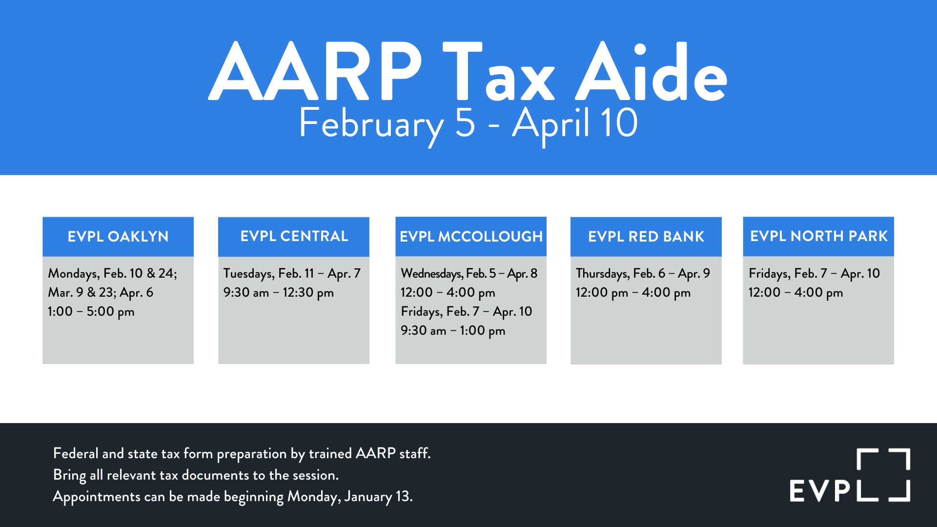 2020 AARP Tax Aide Evansville Vanderburgh Public Library