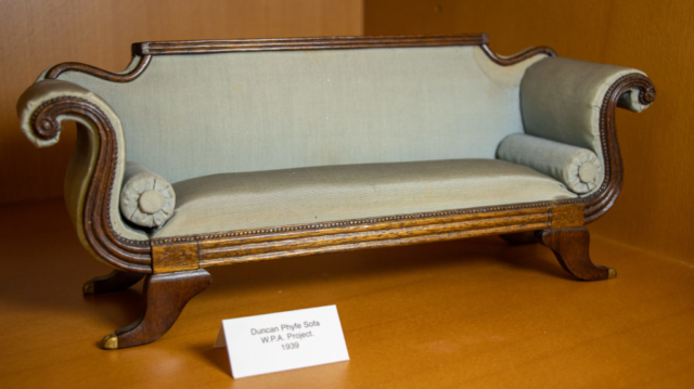 WPA Doll Furniture: Duncan Phyfe Sofa, WPA Project, 1939