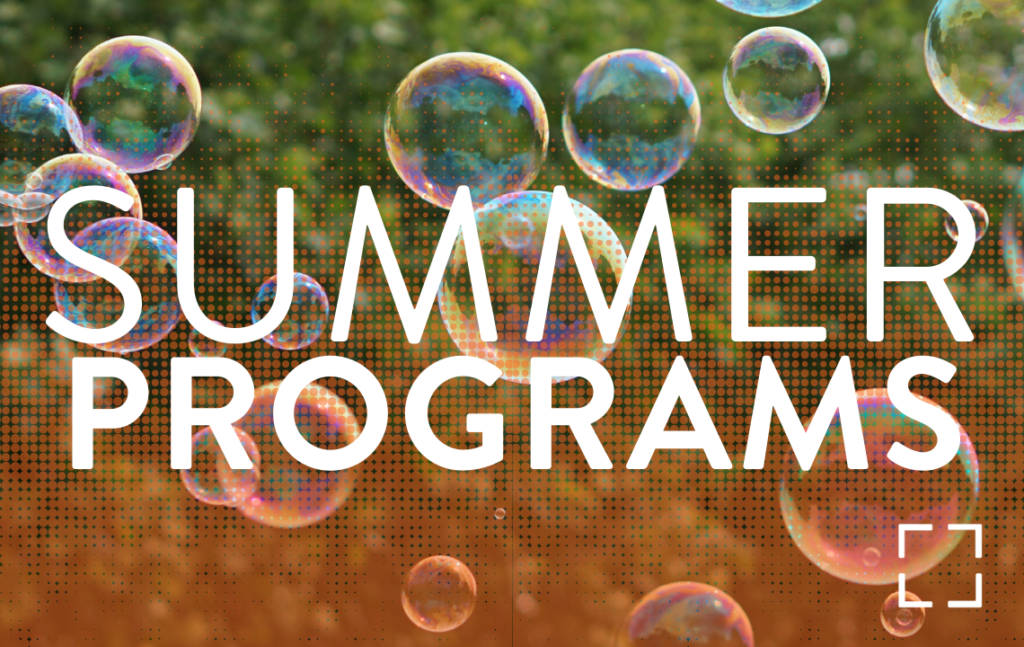Image of bubble with an orange gradient with text that says Summer Programs