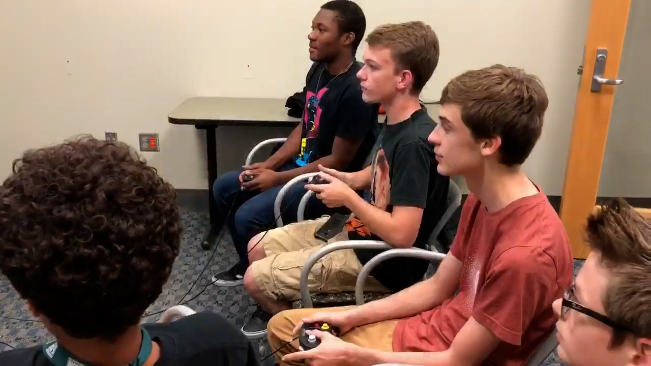 Library users enjoy Teen Gaming at EVPL Central.